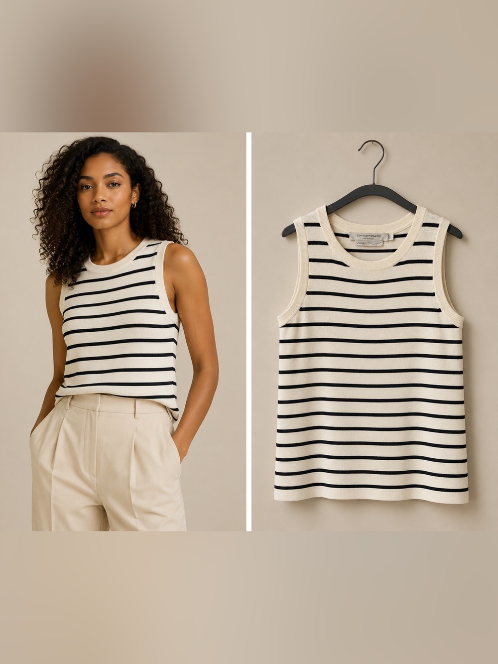SIMONS- Striped Knit Tank